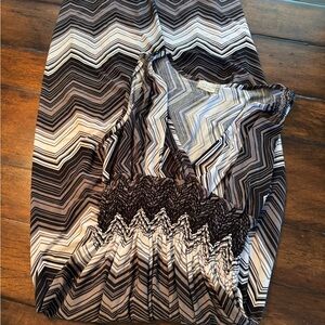 Jon & Anna Stylish Black and White Chevron Summer Dress- Size XL